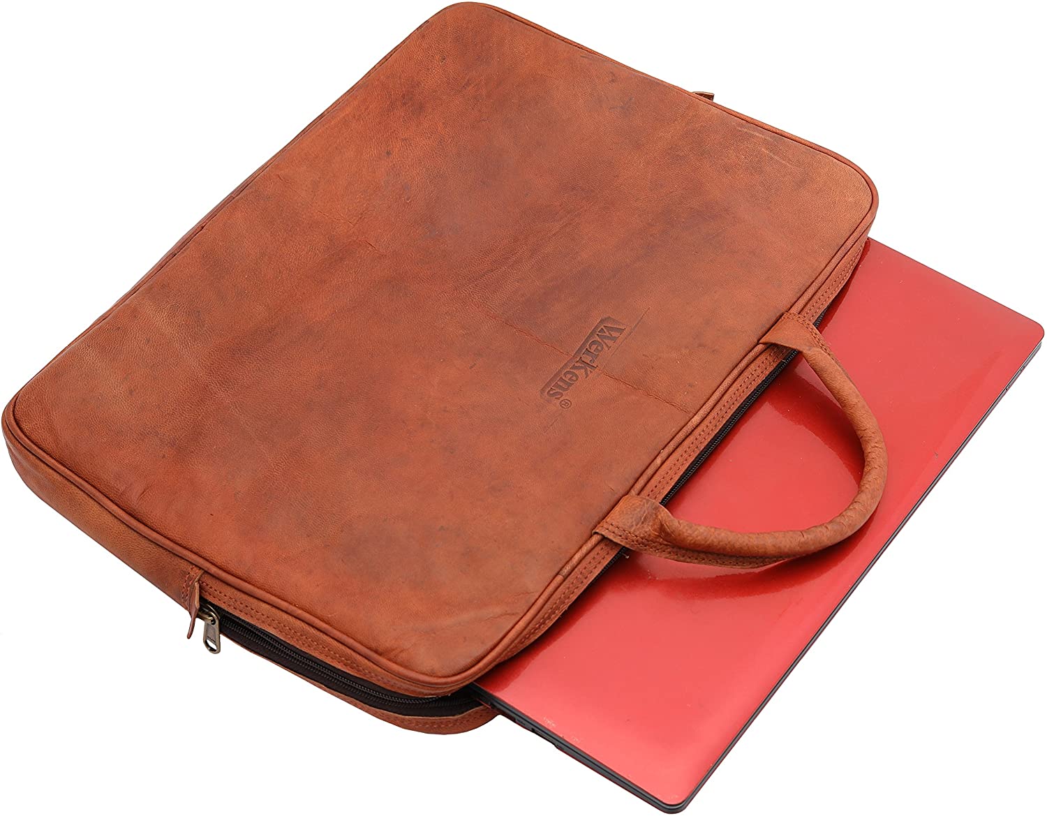 Alsek Leather Laptop Sleeve with Pocket - Leather Corporate Gift, Chestnut / 13 - 14