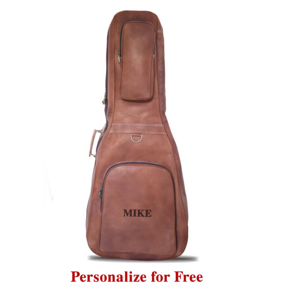 Leather Guitar Gig Bag,Heavy Padded Backpack 38-41″;6-12 String Acoustic  Case - WerKens