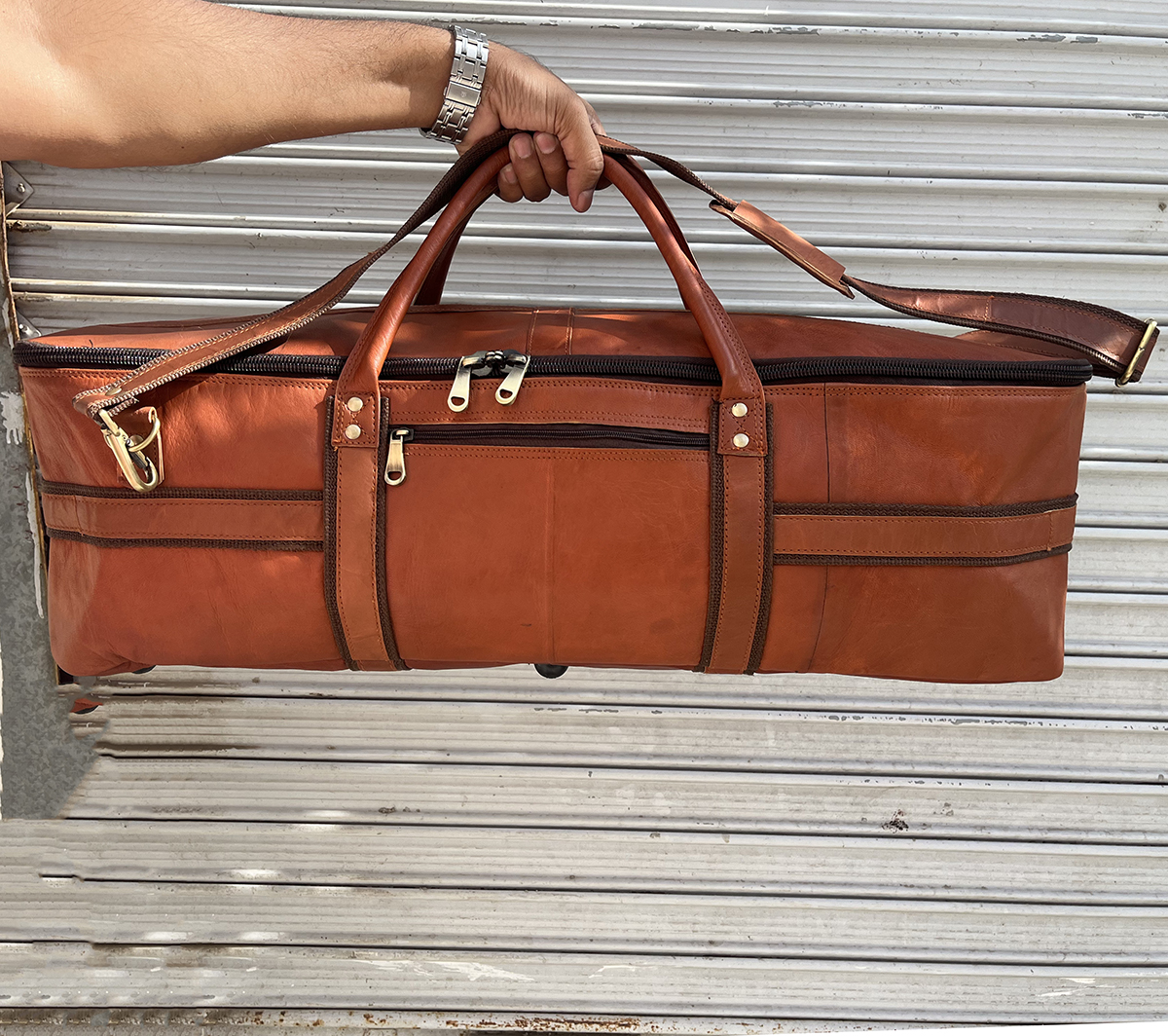 Drum Hardware Carrying Bag Real Leather Heavy Duty Large Duffel