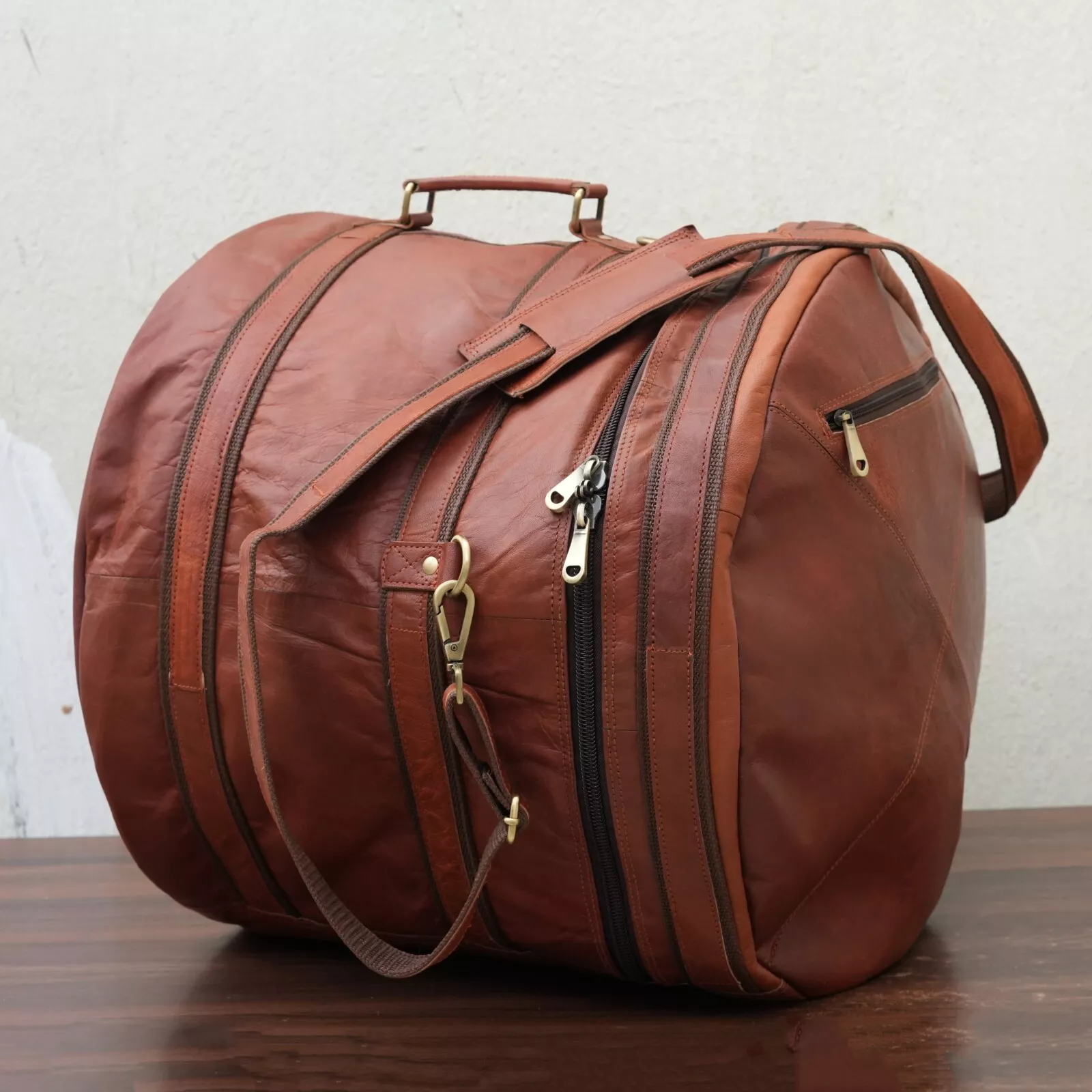 WerKens Real Leather 4-piece Drum Bag Set Padded Drum Cases with